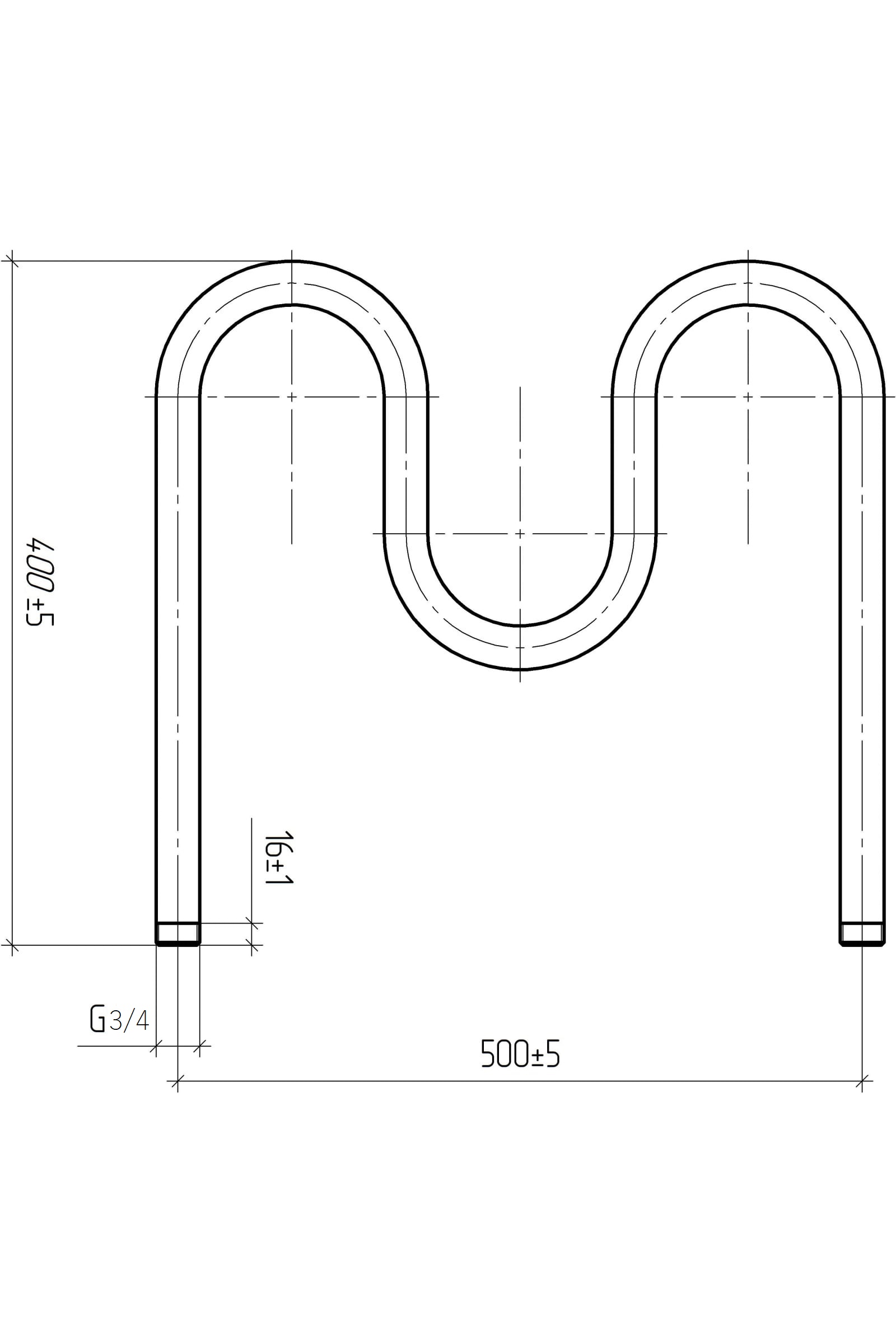 Полотенцесушитель М-образ 500(м/о)х400мм нар./резьб. 3/4