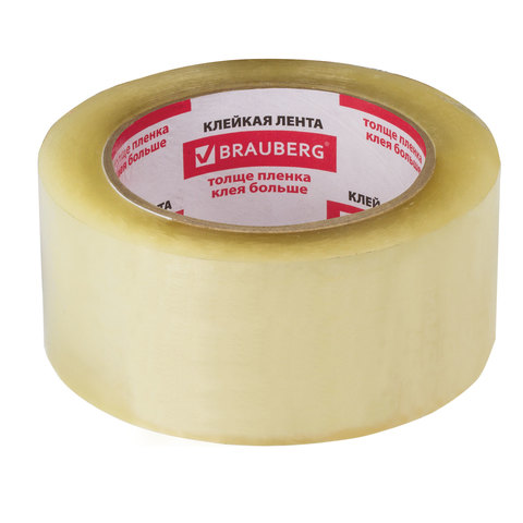 Клейкая лента упаковочная, 48 мм х 100 м, прозрачная, толщина 45 микрон, BRAUBERG (Картинка 2)