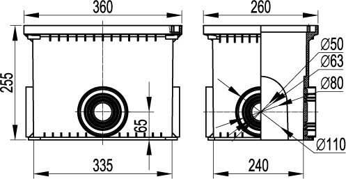 Колодец смотровой переходной 335х240х255 без дна для двустенных труб (Картинка 2)