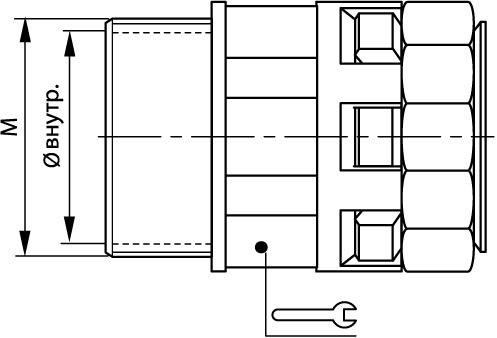 Комплект монтажный муфта труба-коробка DN 29мм М40х1.5 полиамид черн. (Картинка 2)