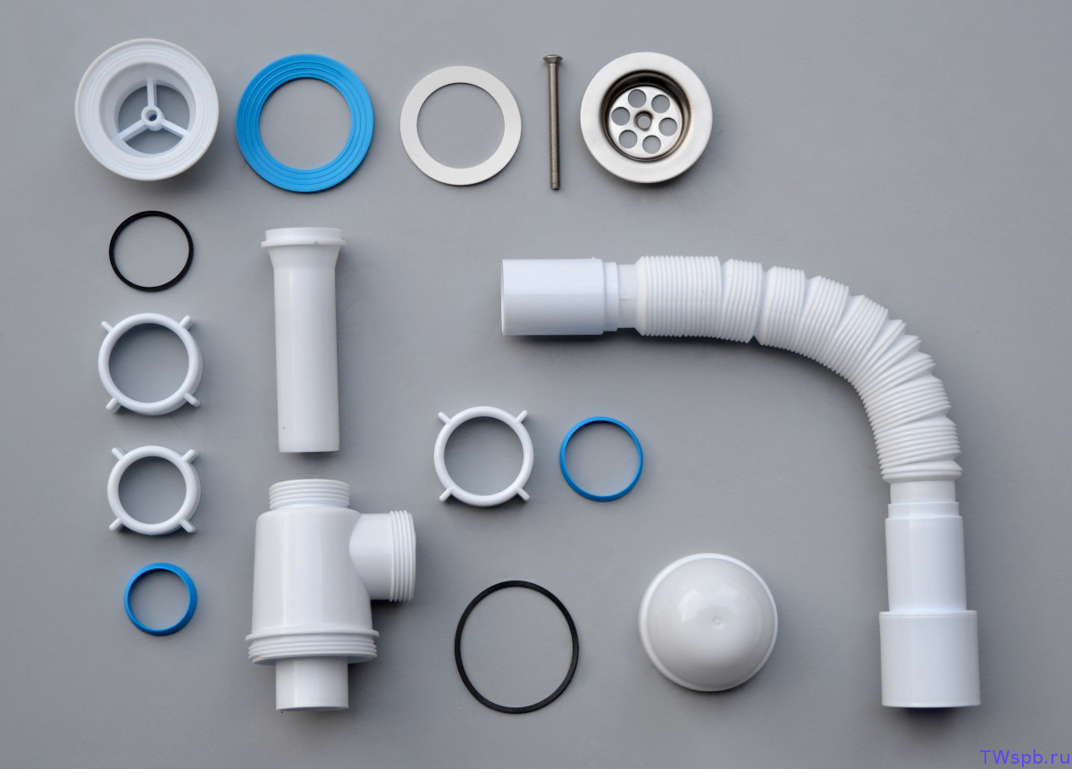 Сифон бутылочный для умывальника вып. 1 1/2*40 с удлинённой горловиной с мет.реш. в комплекте с гофр L320..710хd40/50 (Картинка 2)