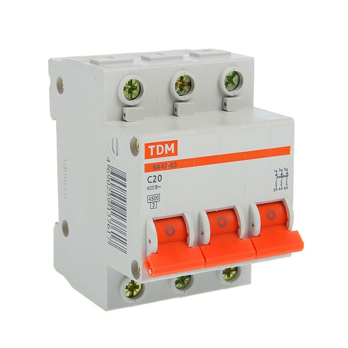 Автоматический выключатель ВА 47-63 3п 25А С 4,5кА TDM (Картинка 2)